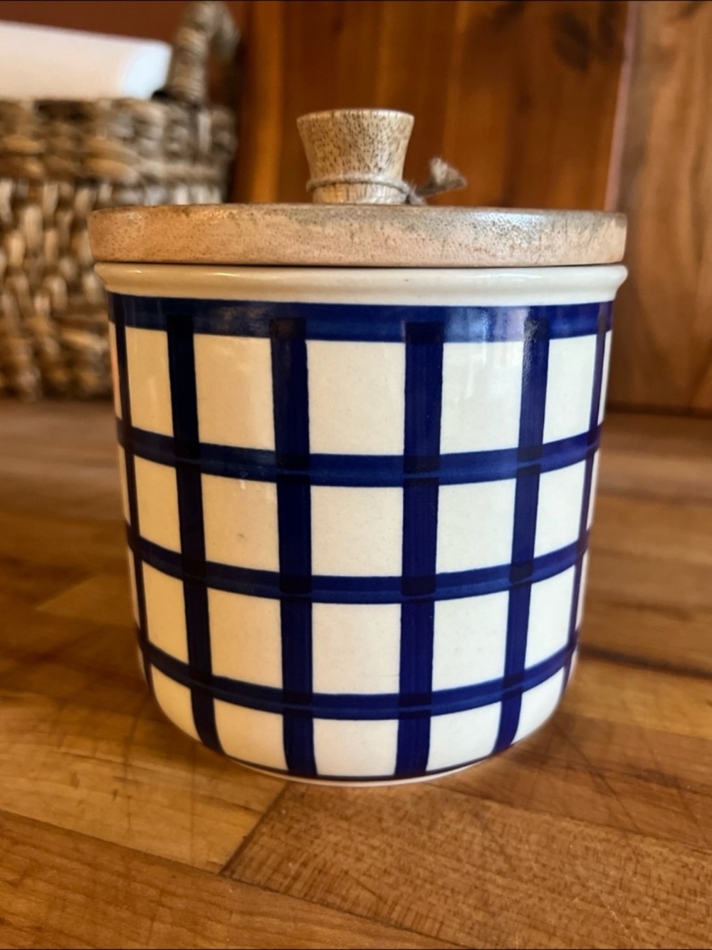 Made In India Ceramic Jar with Wood Lid - Picture 2 of 9